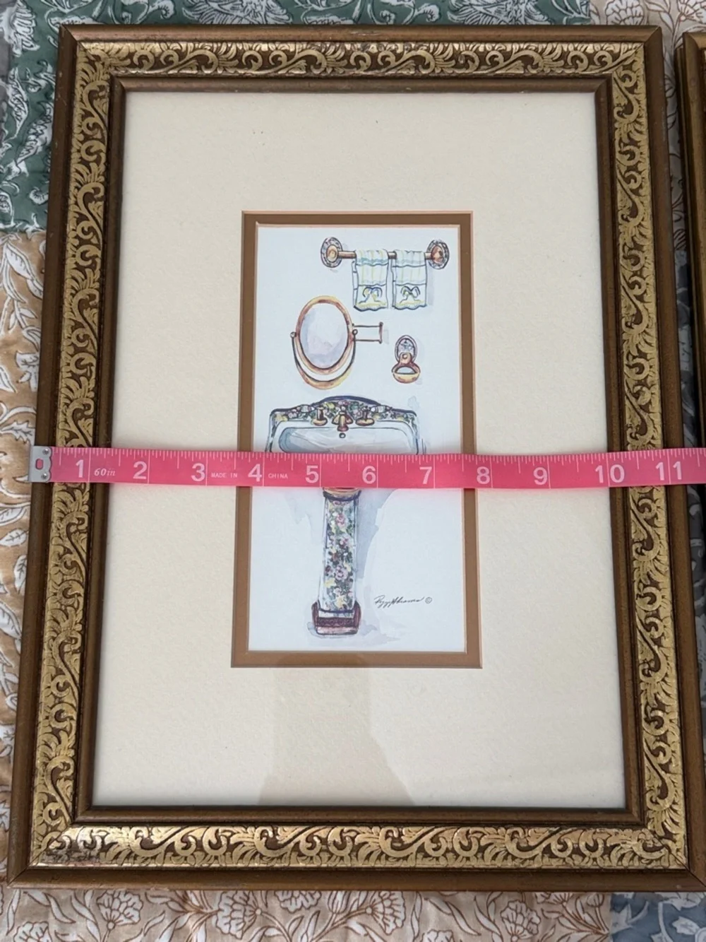 Peggy Abrams Vintage Art Set - 2 Gold Ornate Frames Cottagecore French Country